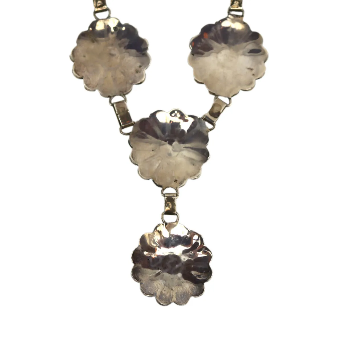 Zuni - Multi-Stone Channel Inlay and Silver Necklace and Post Earrings Set with Sunface Kachina Design c. 1990s